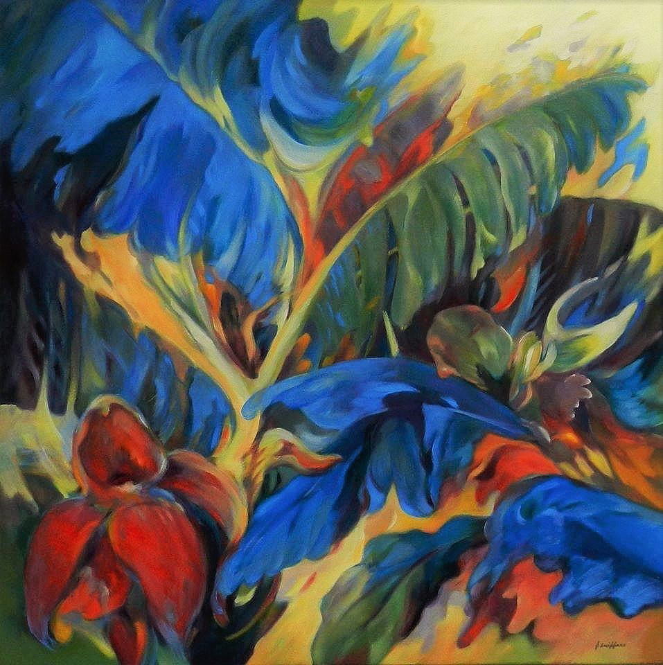 Platano azul  -  Olieverf op doek  80 x 80 cm 